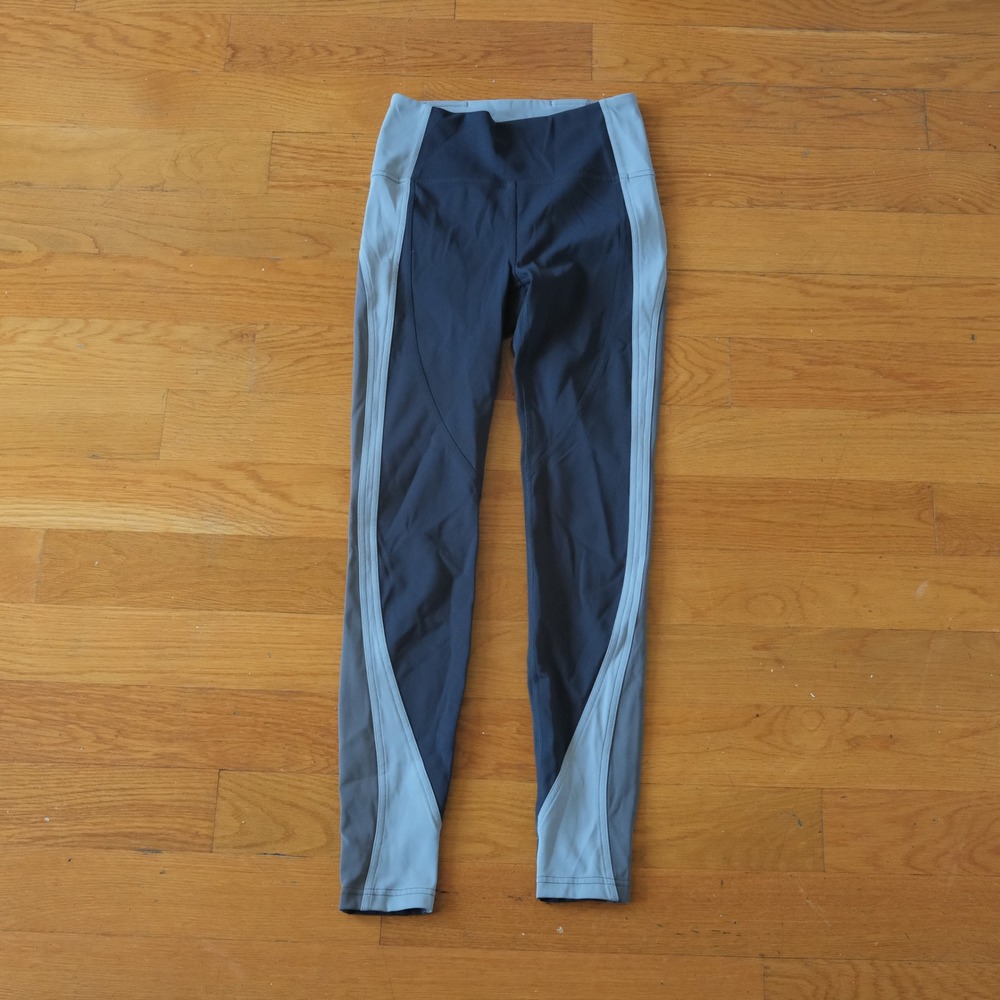 Lululemon Get Going Train Tights Women Navy Blue Colorblock Athletic Size 4 Yoga
